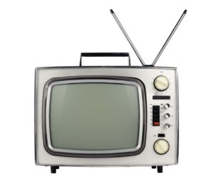 face on view of retro television